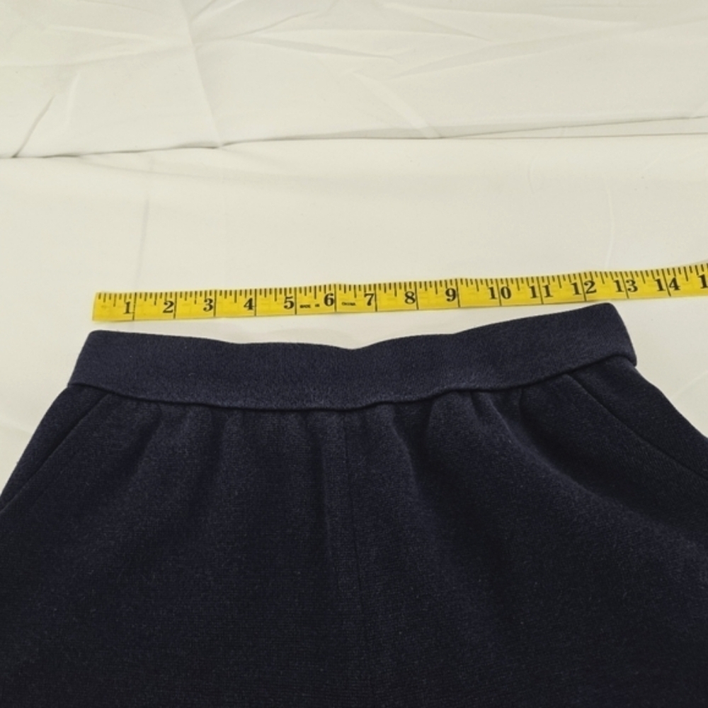 Yves Saint Laurent High Waisted Flared Leg Cotton Knit Shorts In Navy Blue Sz 4 - Picture 9 of 13